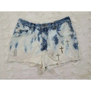 Vintage Lands’ End Women's size 8 Bleach Distressed Cut Off Jean Shorts Denim